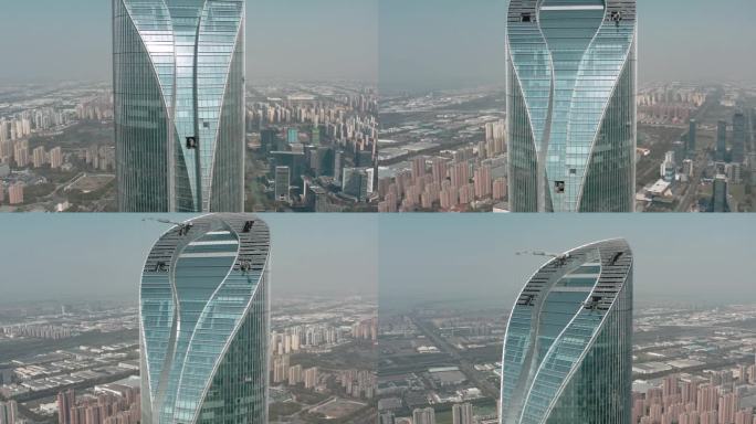 中国苏州市摩天大楼鸟瞰图。