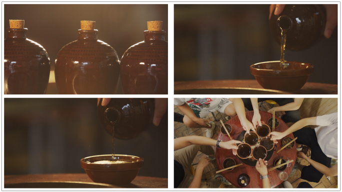 复古酒坛酒碗倒酒干杯