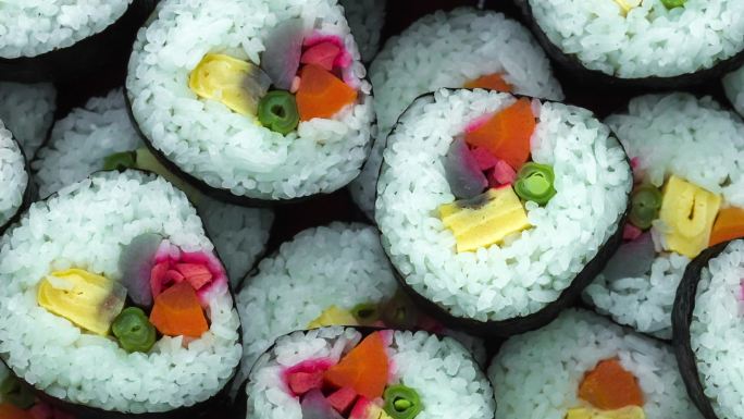 寿司卷俯视图美味