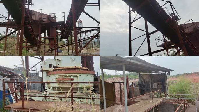 旧矿产设备生锈的生产线工厂倒闭露天矿设备