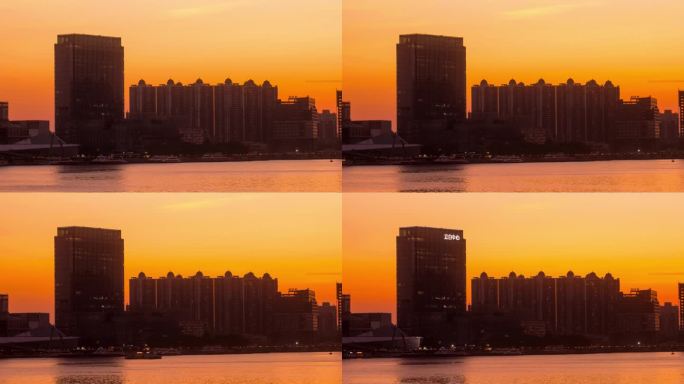 广州珠江黄昏4k城市江景城市延时唯美实拍