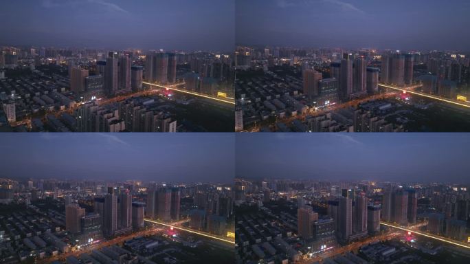 航拍太原市中心夜景