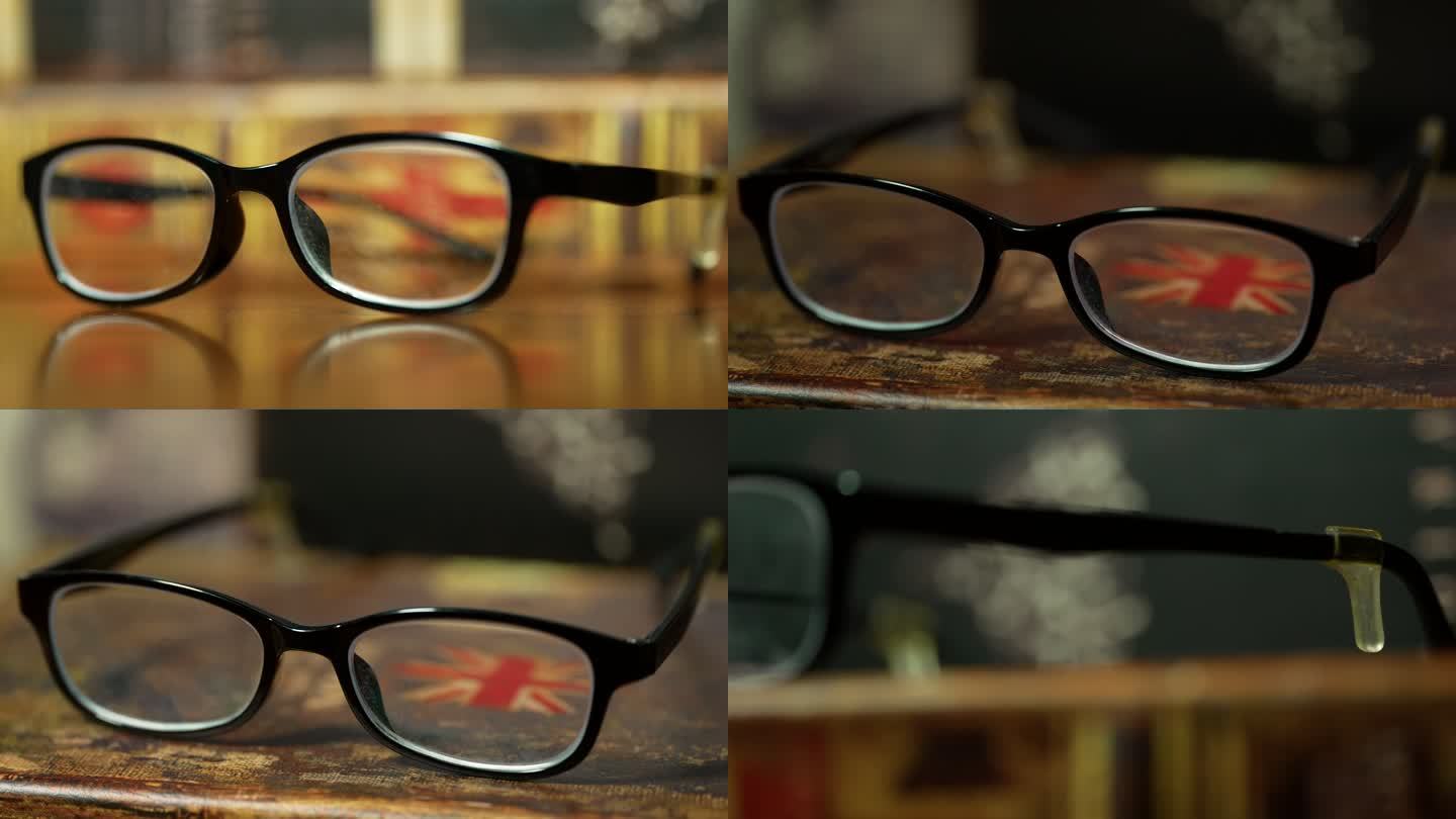 4K书本上的眼镜升格空镜