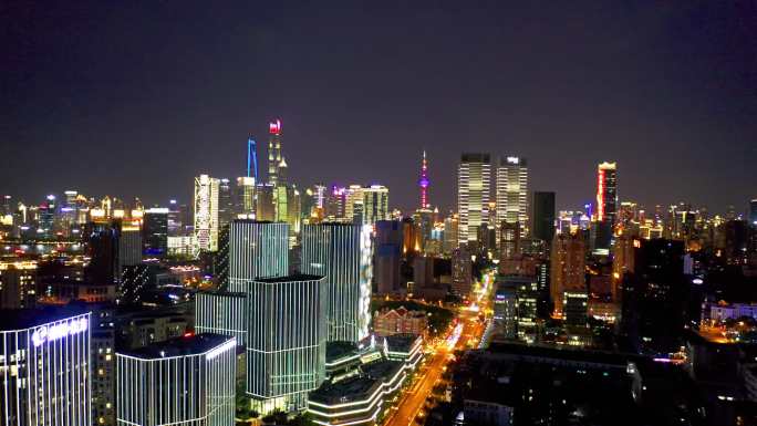 上海杨浦陆家嘴天际线保利绿地4K航拍夜景