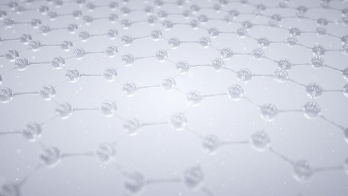 微观纯色背景下玻璃球碳原子分子 三维动画