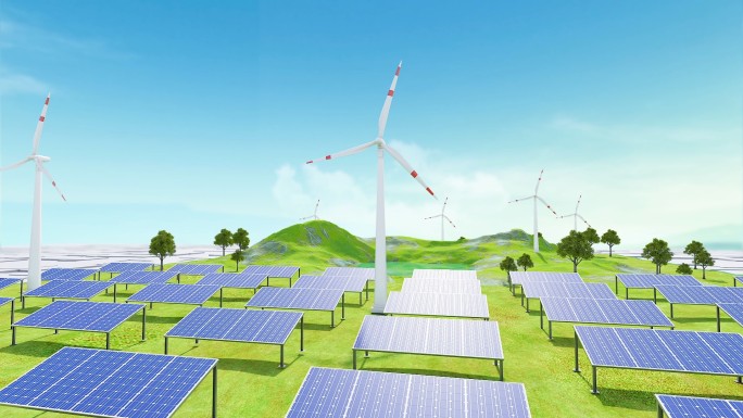 碳中和太阳能光伏风电清洁新能源风机发电