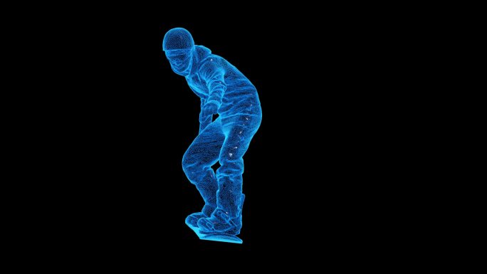 蓝色科技线条滑雪运动员通道素材