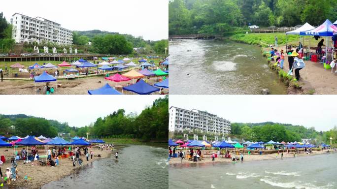 乌梅山百节滩景区游客野炊露营