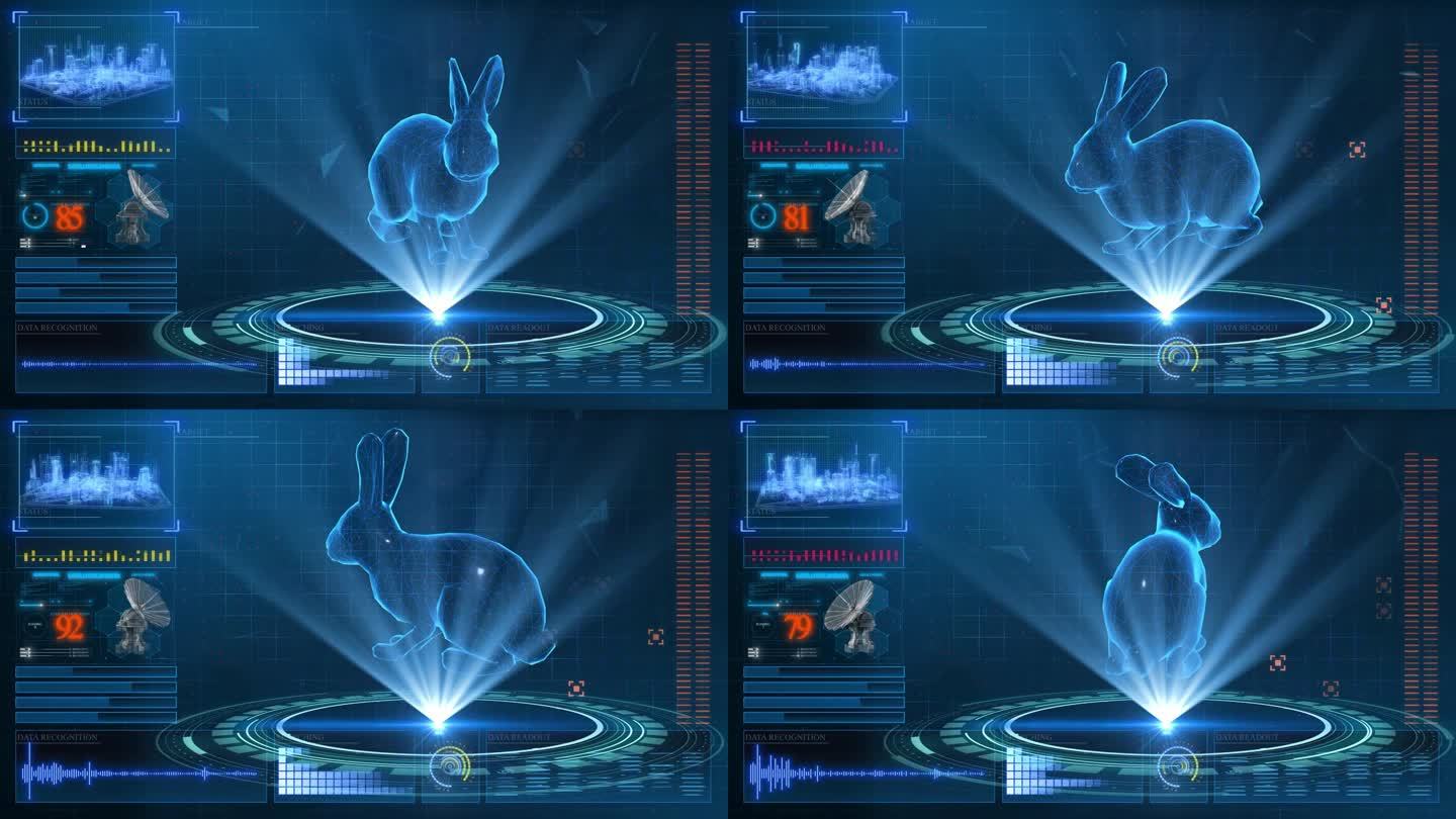 HUD科技界面兔子动画展示素材