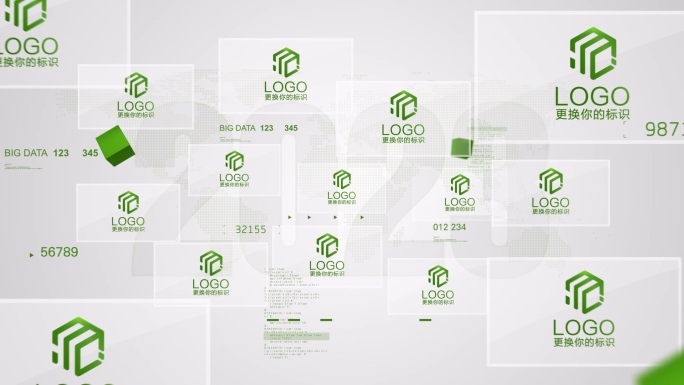 【原创】绿色环保多LOGO汇聚4K