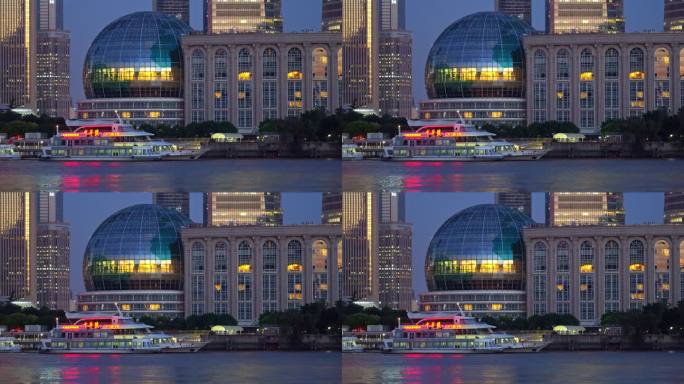 上海陆家嘴国际会议中心夜景4K特写视频