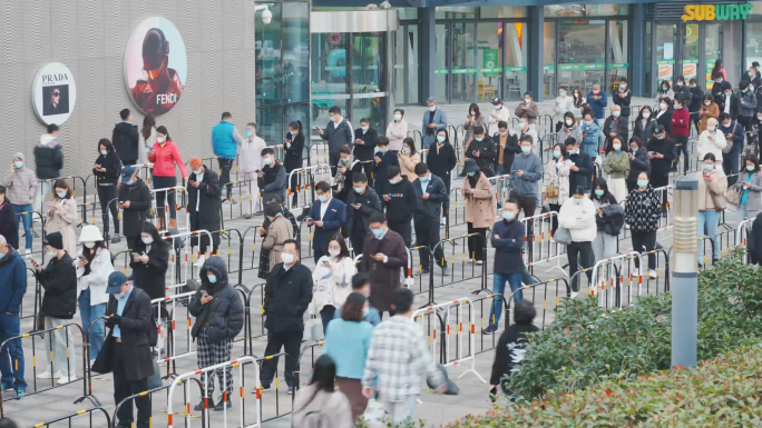 青岛疫情全民核酸检测排队视频素材