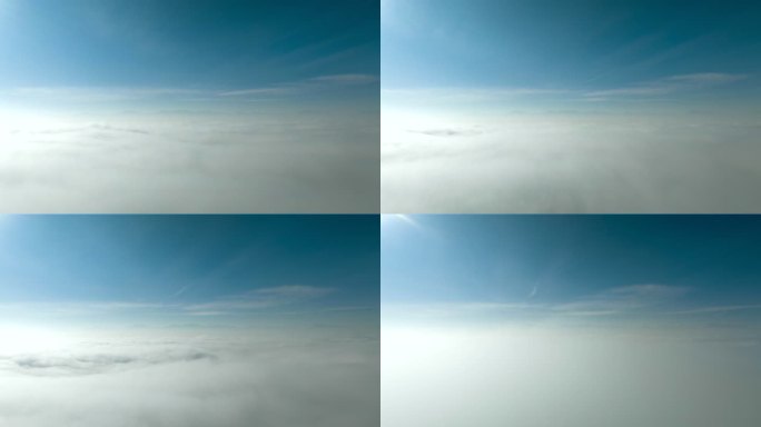 航拍云层之上无人机穿云
