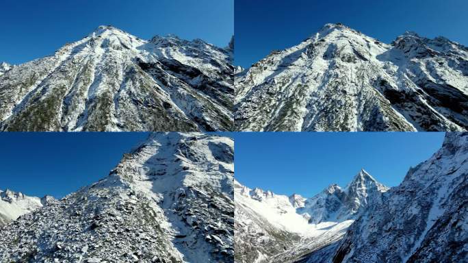 航拍川西毕棚沟雪山峡谷