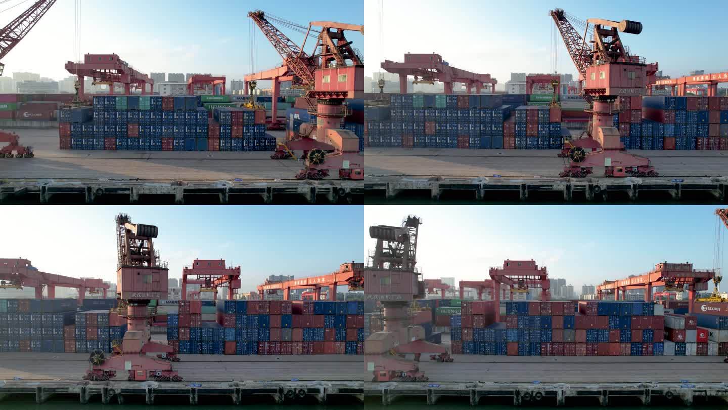5.4K中山港集装箱货柜吊装设备航拍_3