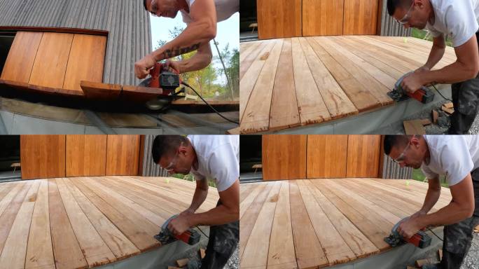 木工用手锯切割地板
