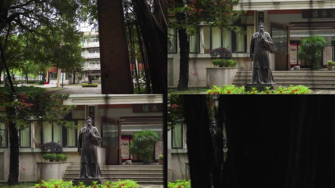 广雅中学 名人雕像 教学楼 细节特写