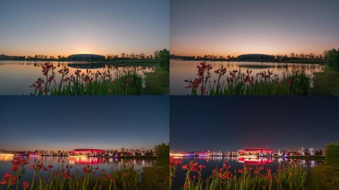东安湖湖边日转夜延时