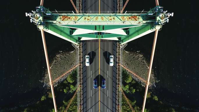 下方桥梁交通桥梁交通公路俯瞰俯视图钢铁大