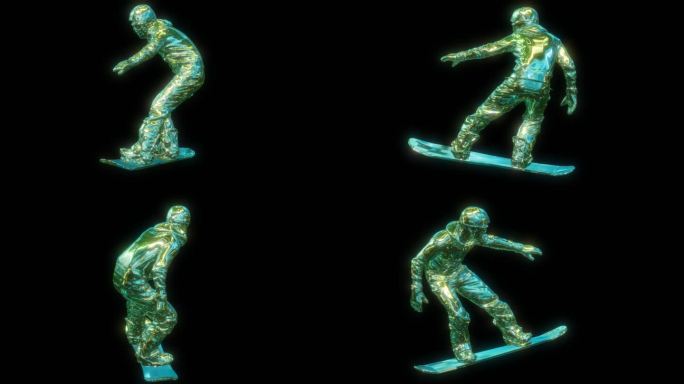 赛博朋克元宇宙滑雪运动员通道素材