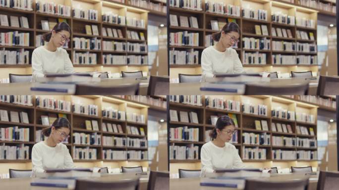 MS中成年学生独自在图书馆学习