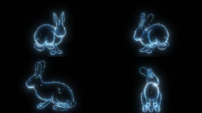 透视全息兔子动画透明通道素材