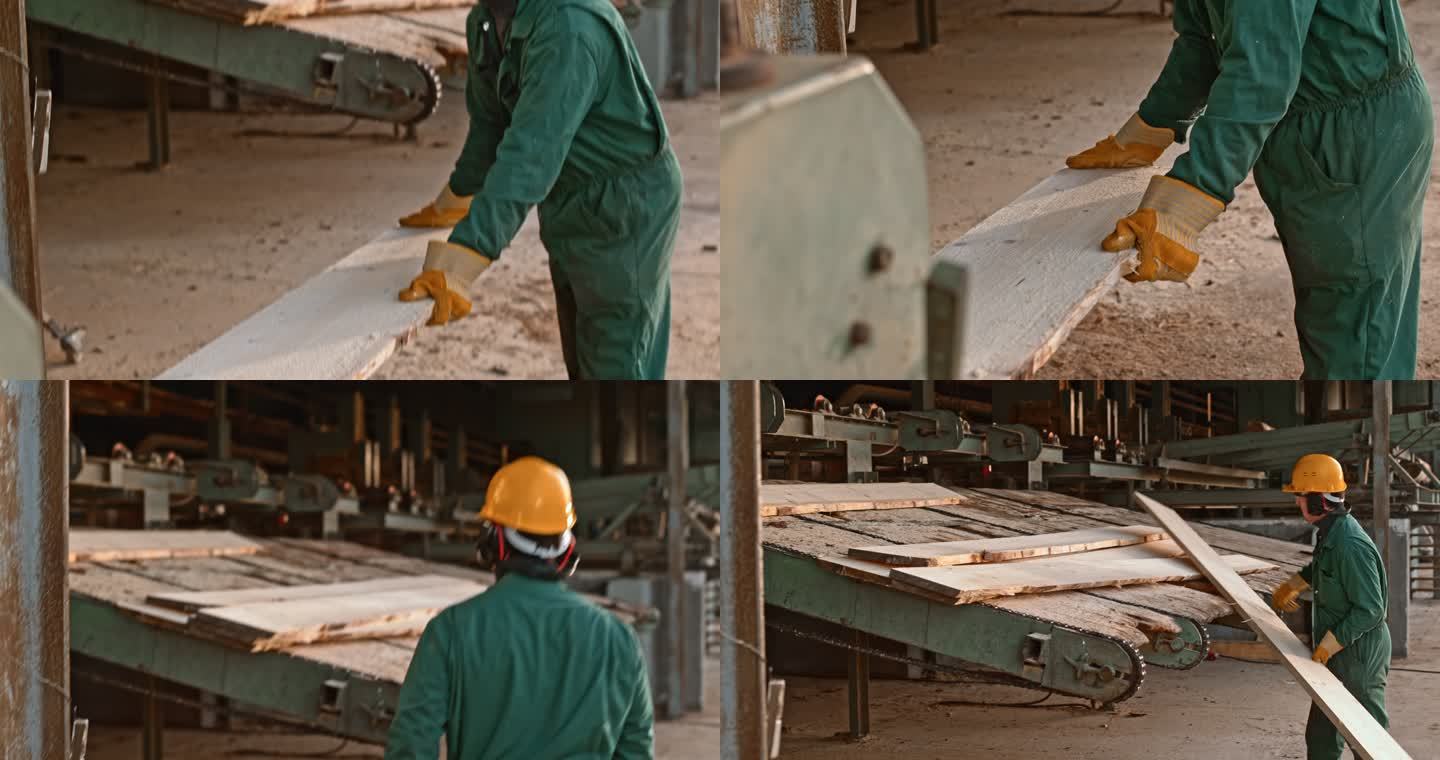 一名男子正在使用木材磨边机
