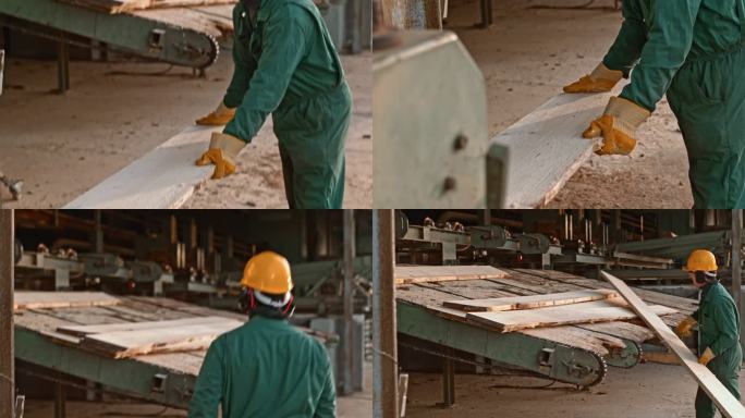 一名男子正在使用木材磨边机