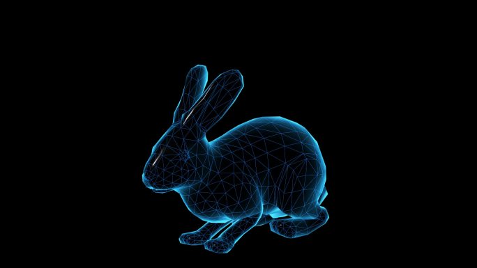 蓝色科技线条兔子动画透明通道素材