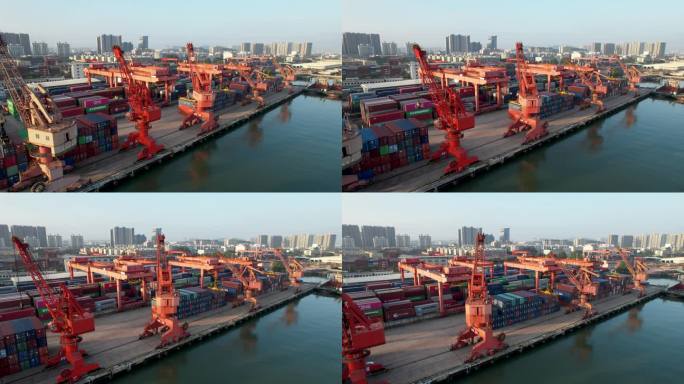 5.4K中山港货柜码头吊装设备航拍_2