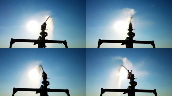 热浪下的作物田间灌溉