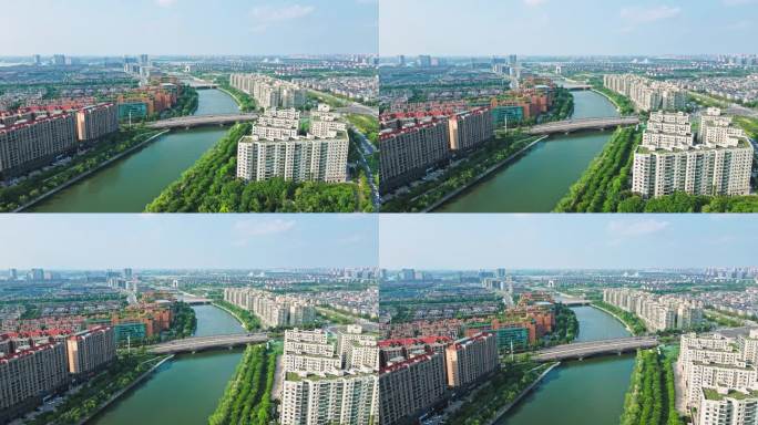 航拍郑州西运河公园金水河东风渠城市大景