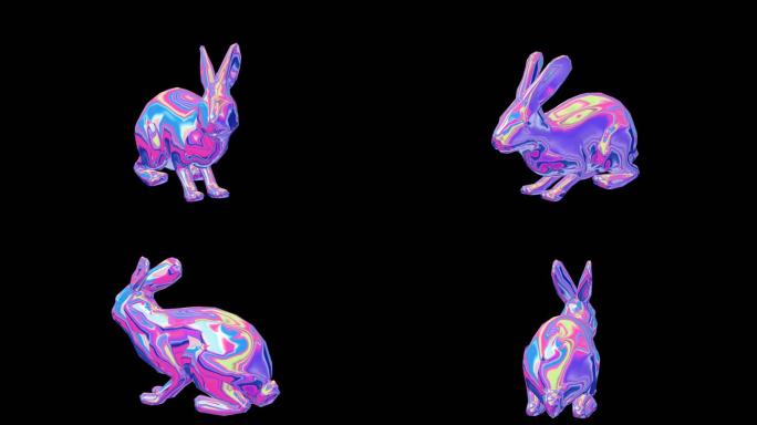 赛博朋克元宇宙兔子动画透明通道素材