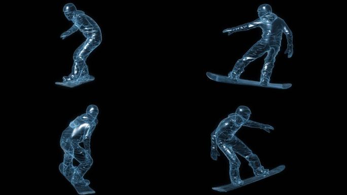 透视全息滑雪运动员通道素材
