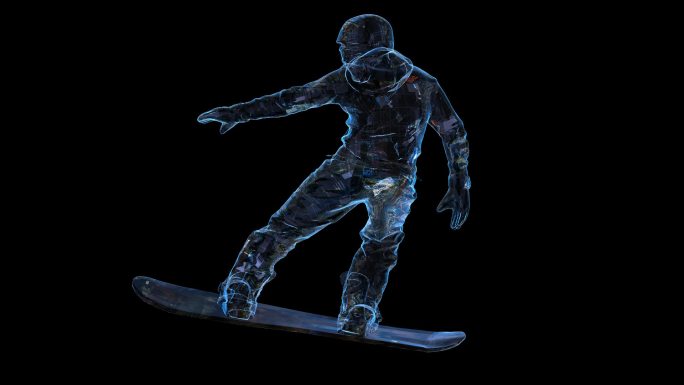 科技全息滑雪运动员通道素材