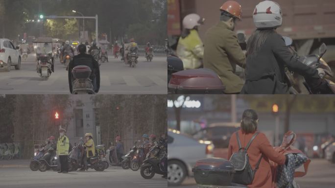 夜晚路口电瓶车+未调色