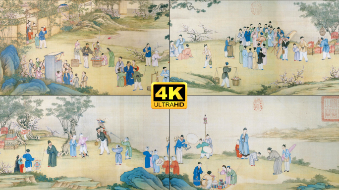 《太平春市图》古代春节集市古人买年货