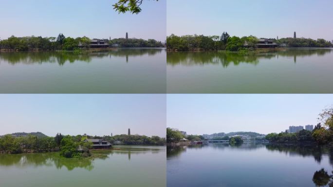 惠州西湖水系及公园周边景色建筑航拍