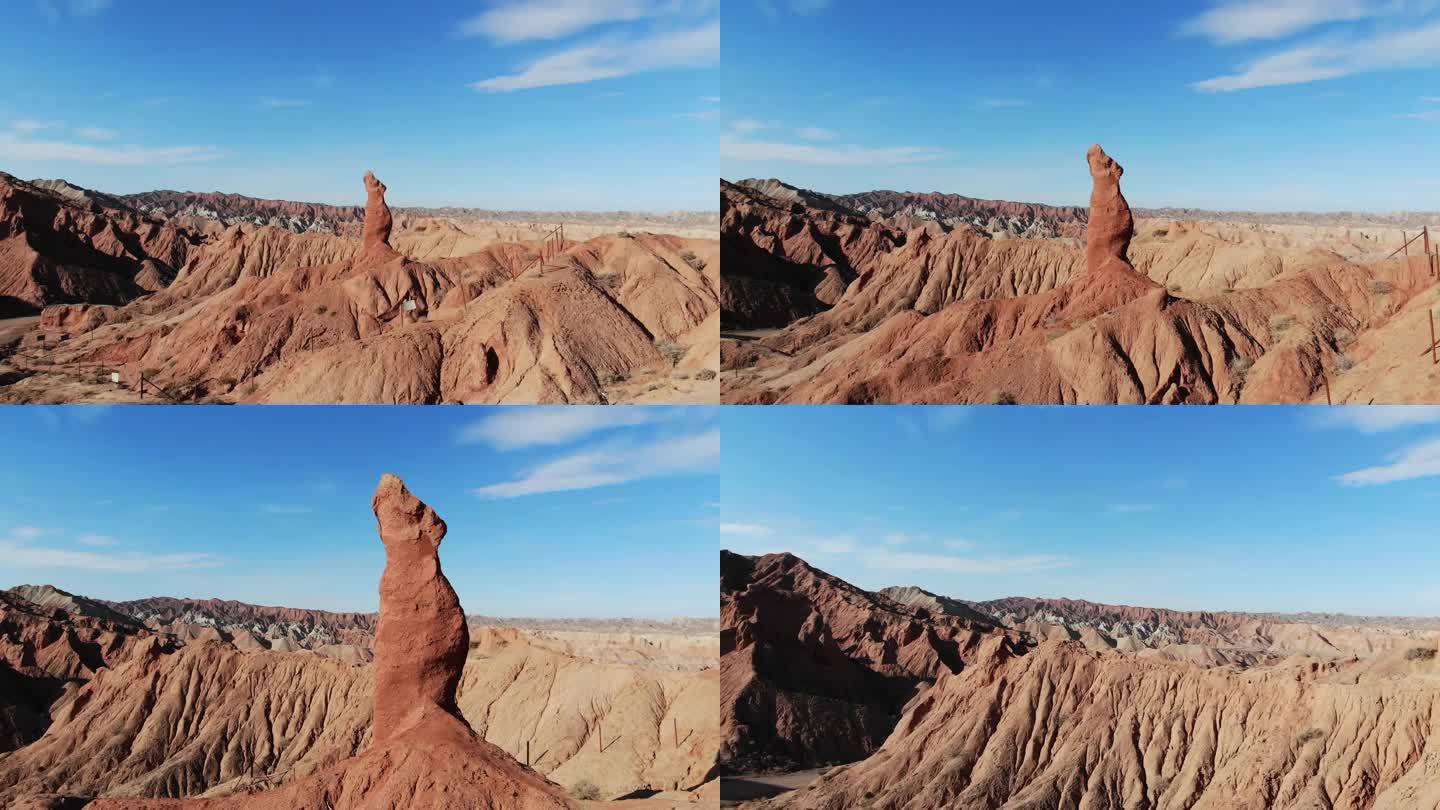 河西走廊红色丘陵丹霞地貌孤峰