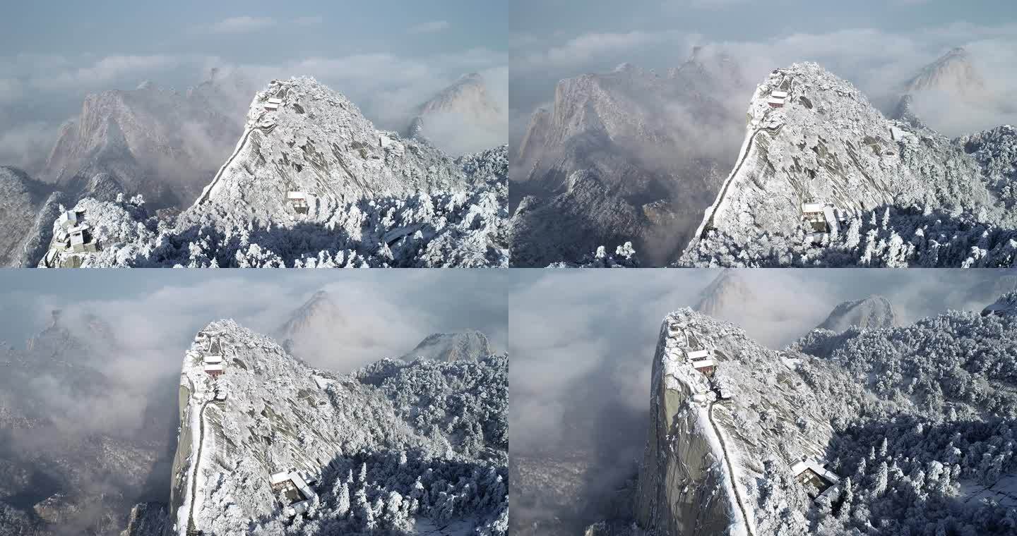 华山莲花峰雪景4K