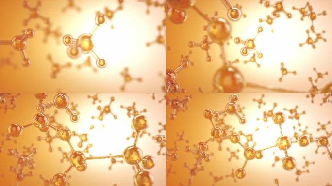金黄色玻璃分子三维广告动画素材