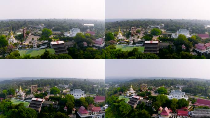 泰国乌汶Ratchathani的Wat Tham Khuha Sawan鸟瞰图