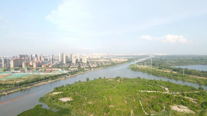 广利河 护城河 航拍 城市美景 河流