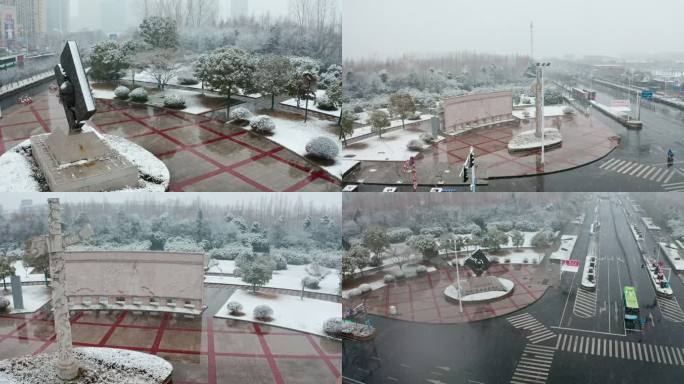 淮安大学城航拍下雪