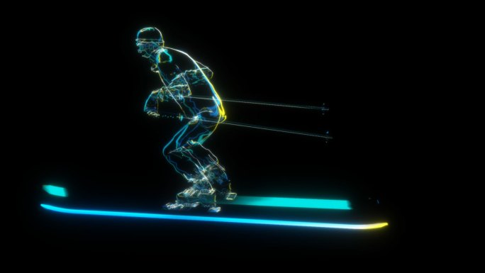朋克风全息滑雪运动员透明通道素材