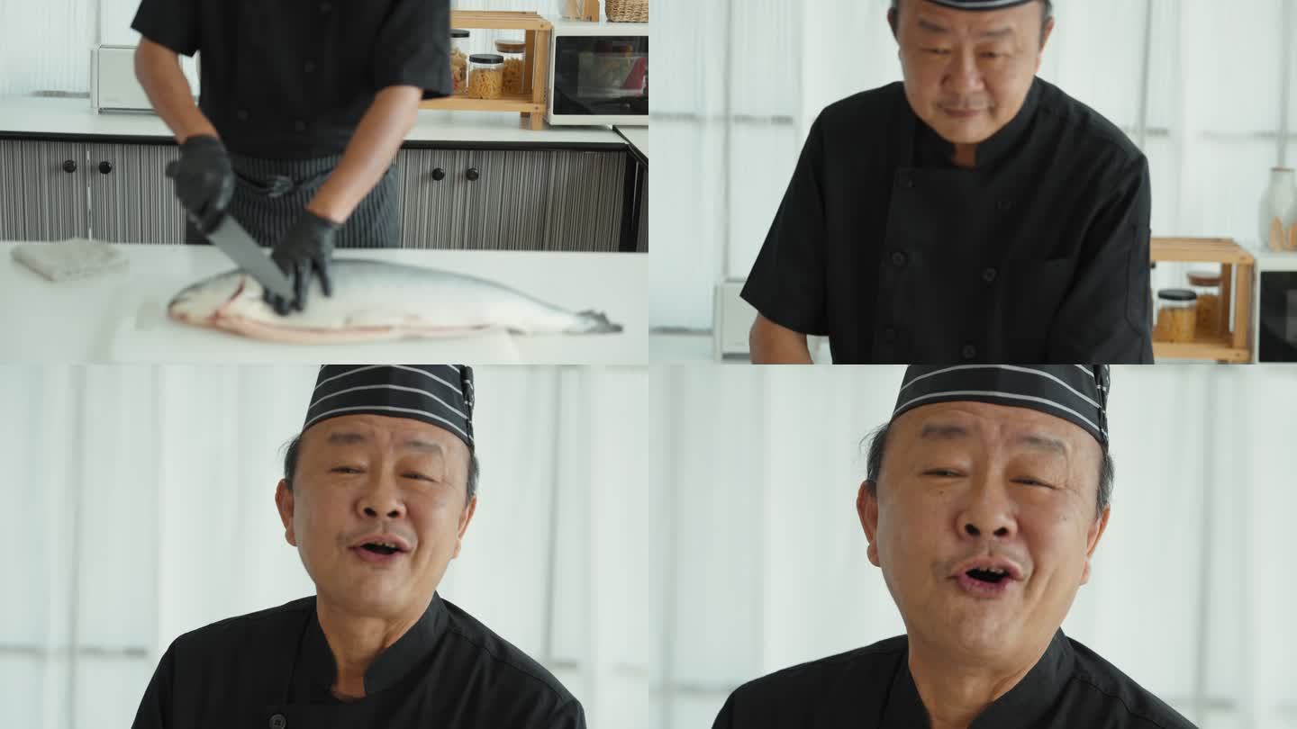 日本厨师的肖像三文鱼金枪鱼日料寿司美食食