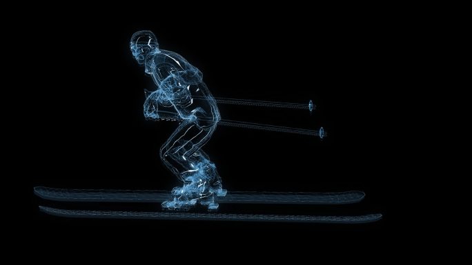 透视全息滑雪运动员透明通道素材
