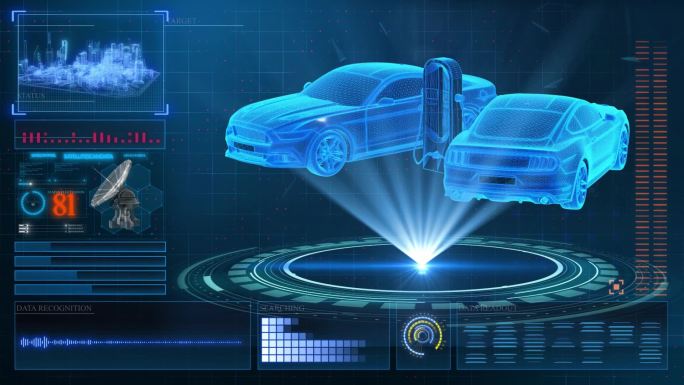 HUD科技界面新能源汽车充电展示素材