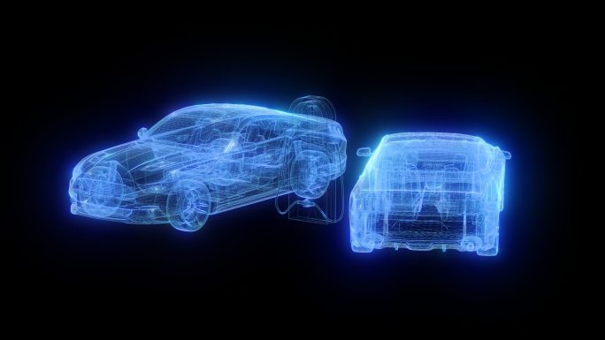 发光全息新能源汽车充电通道素材