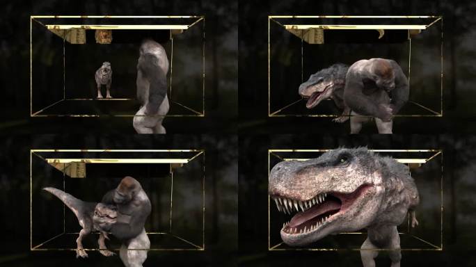 猩猩大战恐龙裸眼3D平面大屏（可定制修改